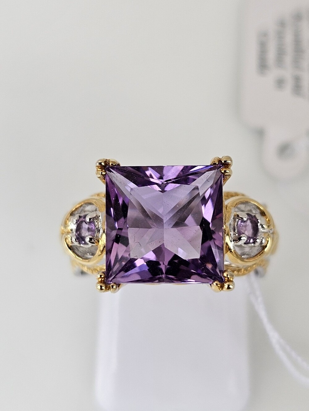 Gems En Vogue Amethyst Ring & Earrings Palladium Sterling Silver 18k Size 7! NWT